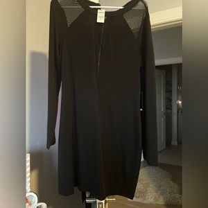 Black bodycon cutout dress with gold zipper